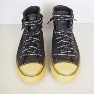 ALLSAINTS Jaxon High Top Canvas Sneaker Shoes Mens S US 9 EU 42 Black Distressed